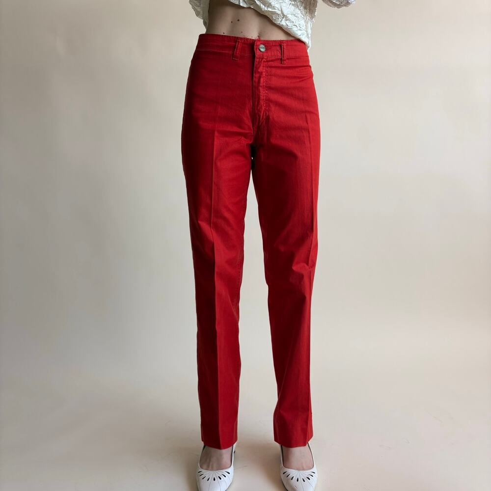 Cacharel Paris Red High-Waisted Wide Leg Jeans - Size 8 (Fits 2) - Picture 5 of 8